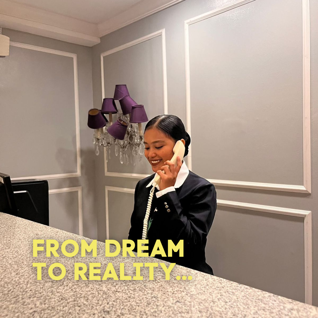 young airline stewardess on the phone